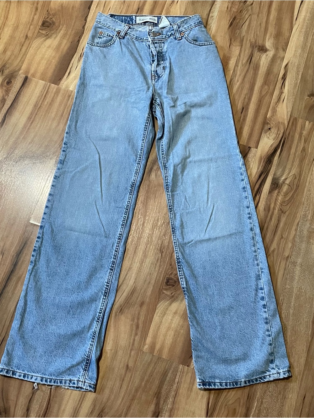 VTG 2000 Gap Super Wide Blue Jeans Light Wash 0 Long Made in USA Baggy